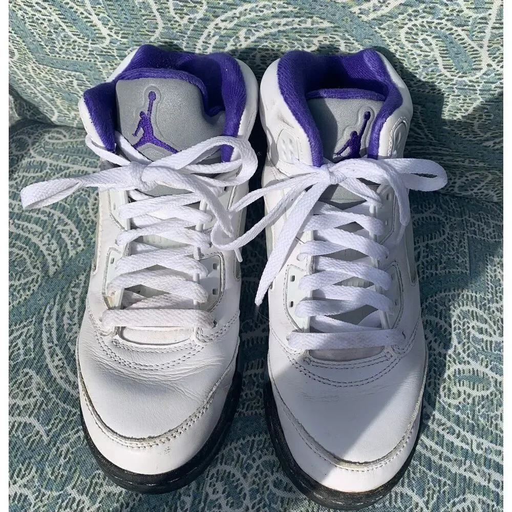 Air Jordan 440888-141 White Purple Nike Gym Sneakers Shoes YOUTH UNISEX sz 5.5
